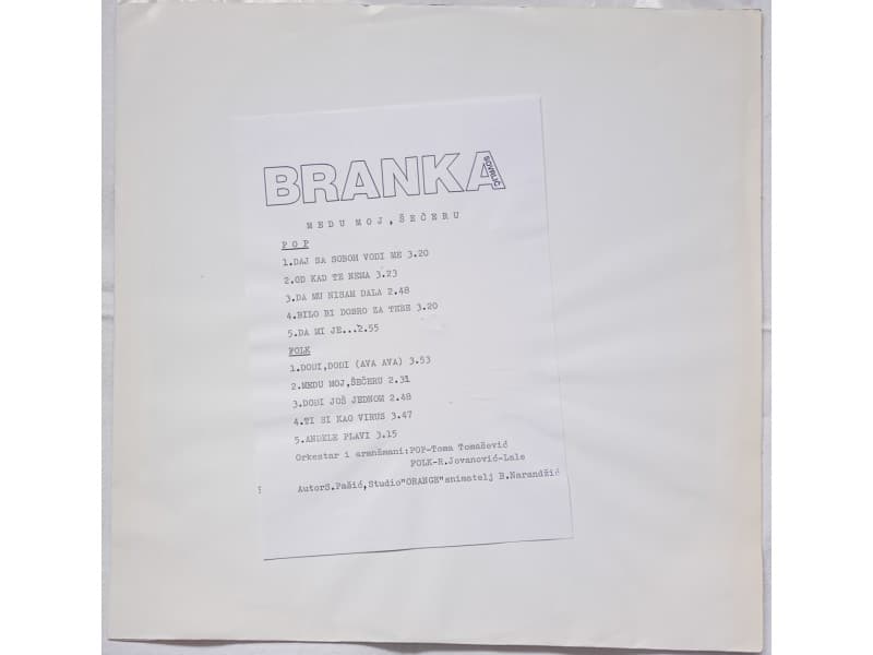 BRANKA SOVRLIC — MEDU MOJ SECERU (Promo)